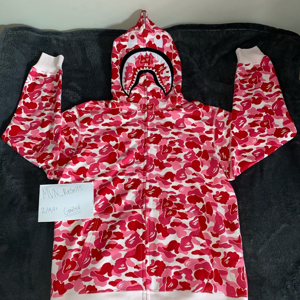 (ON HOLD) BAPE Pink ABC Camo zip up hoodie